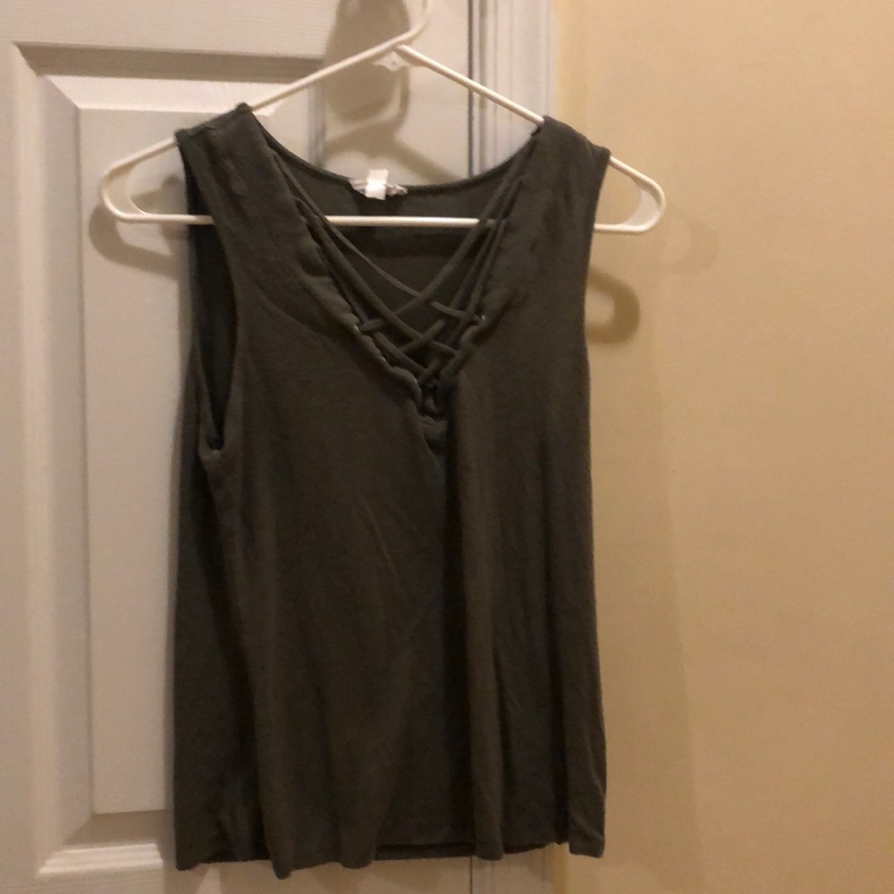 A green tank top